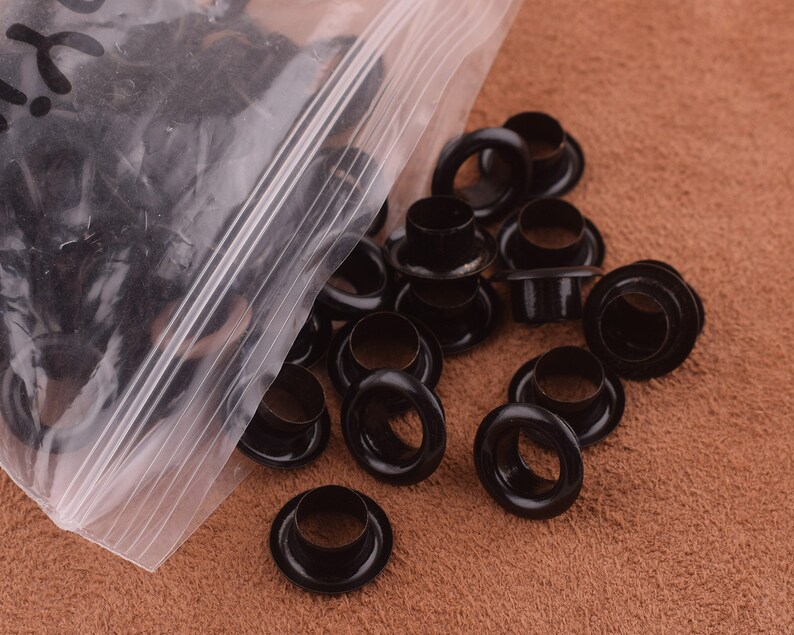Black Eyelets grommets 6*5mm Round Grommet Eyelets for Sewing Bead Cores Clothes Leather Hardware Craft Canvasbagclothes Making supplies