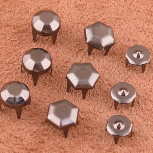 120 Pcs gunmetal Studs Metal Studs,Metal Studs for Clothing Punk Wear Vintage and More Leather Craft,three size of choose