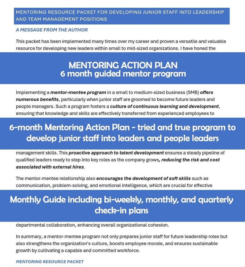 Mentor, Mentee, Template, Leadership Development, Session Planner ...