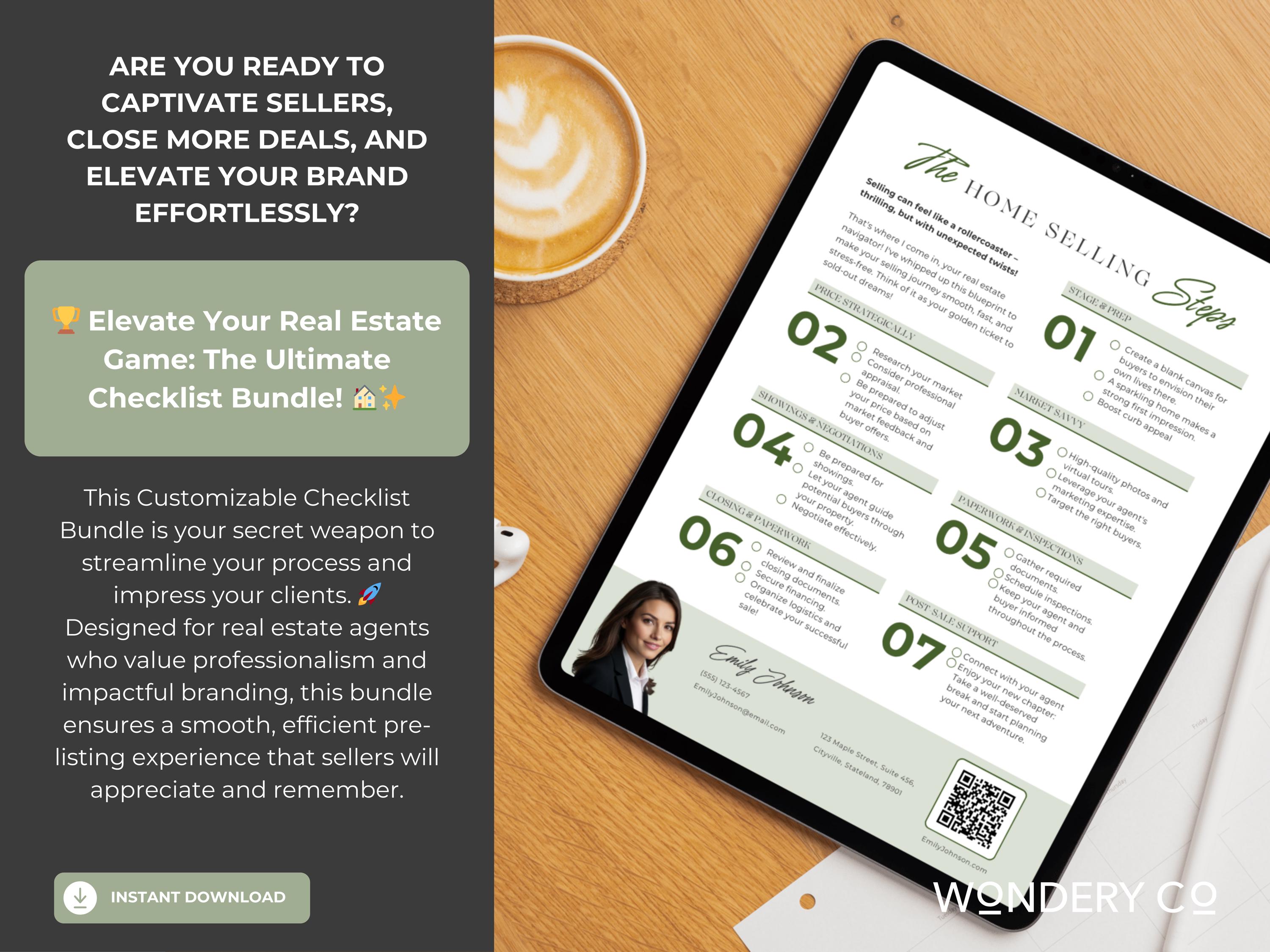 Real Estate Checklist Template Bundle: Realtor Branding, Pre-listing ...
