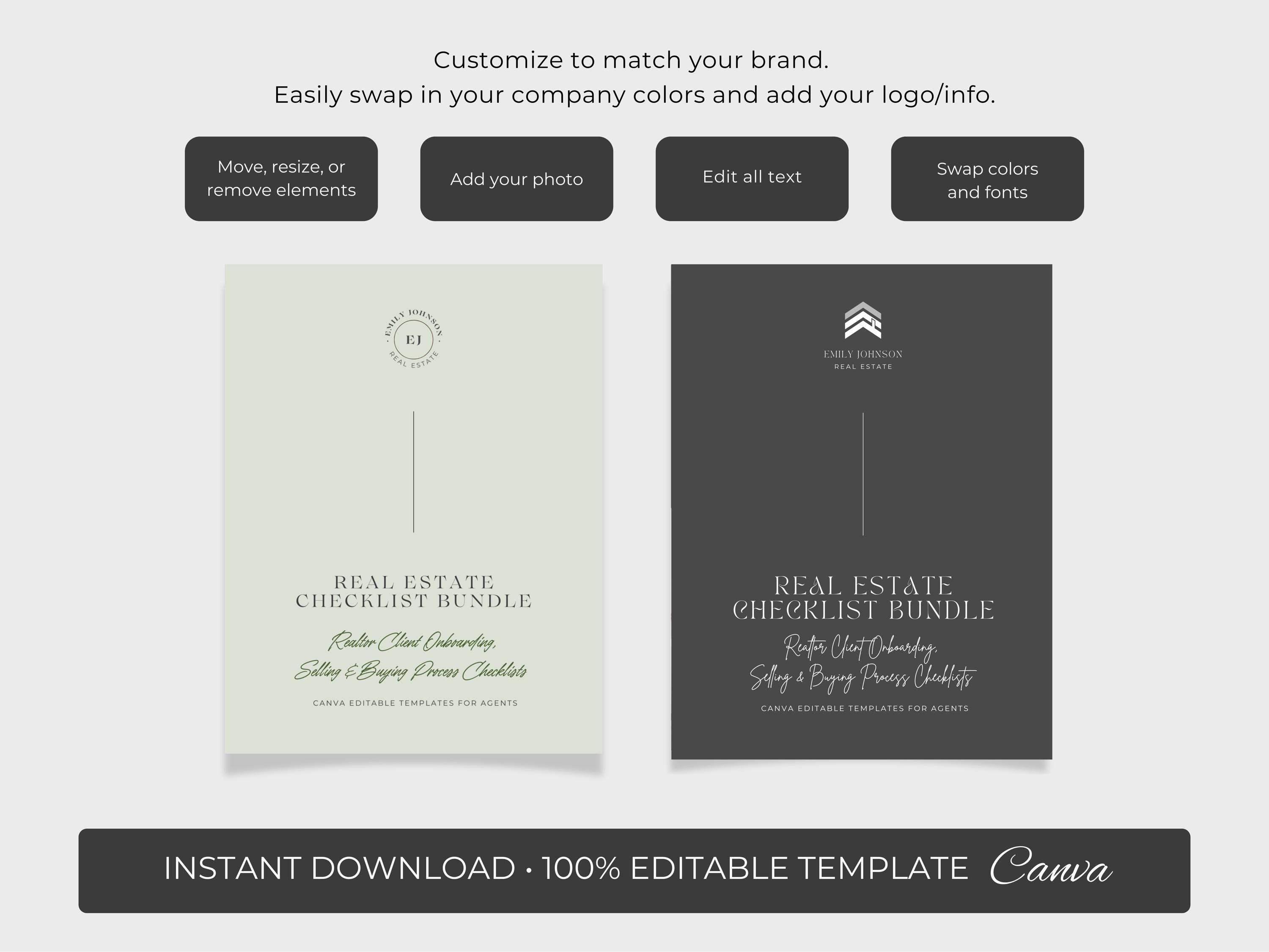 Real Estate Checklist Template Bundle: Realtor Branding, Pre-listing ...