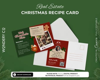 Plantilla de postal con receta navideña para inmobiliarias / Postales de marketing inmobiliario para agentes y agricultores / Canva Design