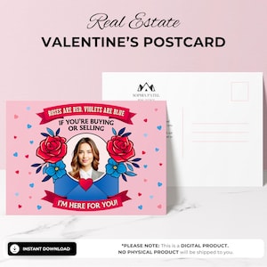 Valentijnsdag onroerend goed briefkaartsjabloon | Marketingpostkaarten voor makelaars en boeren | Canvasontwerp
