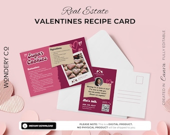 Modelo de cartão postal de receita imobiliária de São Valentim | Cartões postais de marketing imobiliário para agentes e agricultura | Design Canva