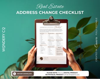 Real Estate Change of Address Checklist: Canva Template (Digital Download)