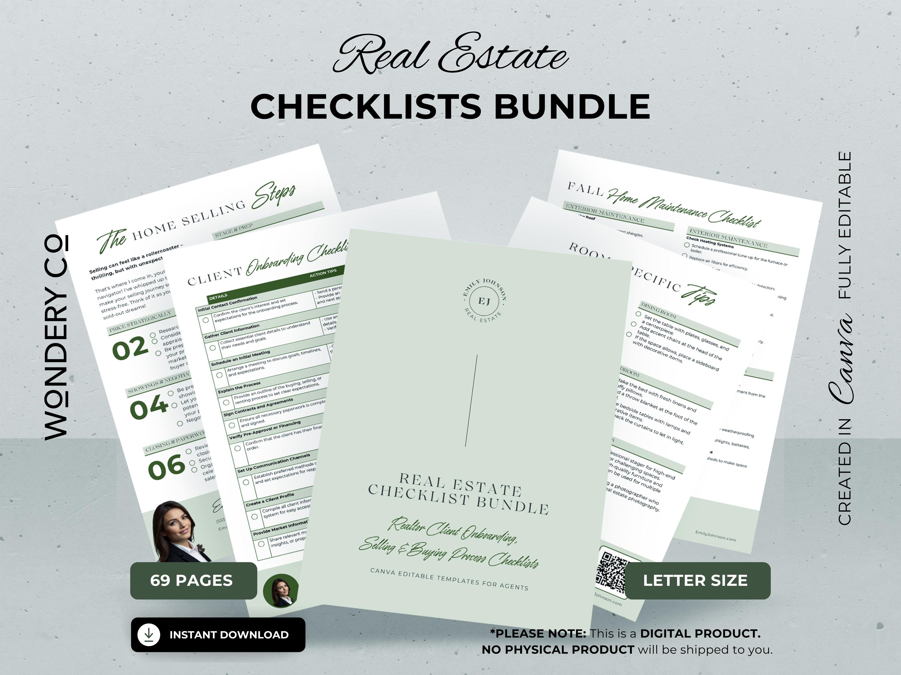 Real Estate Checklist Template Bundle: Realtor Branding, Pre-listing ...