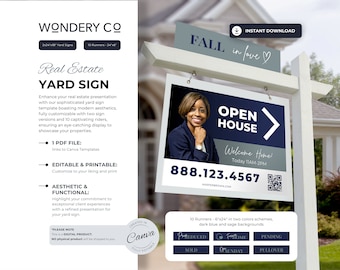 Modern Real Estate Yard Sign Template: Customizable Realtor Design (Digital Download)