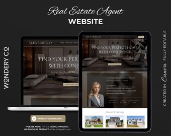Modèle de site Web d'agent immobilier : design moderne sur toile (téléchargement numérique)
