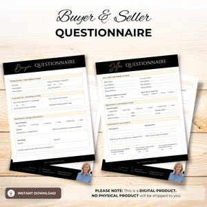 Real Estate Buyer & Seller Questionnaire: Canva Template (Digital Download)