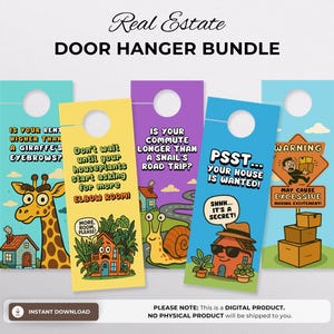 Realtor Door Hangers Bundle | Canva Template for Real Estate Marketing & Neighborhood Farming Prospecting Toolkit