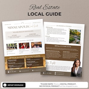 Guide du quartier - Brochure du guide du quartier sur l'immobilier, informations locales informatives pour l'achat et la vente, cadeau de clôture idéal