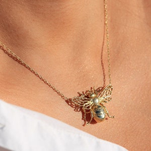 Gold Bee Necklace | Bee Gold Jewelry | Bee Necklace | Hypoallergenic Jewelry | Bee Jewelry | Bee Necklace | Bee Pendant Necklace | Bee Charm