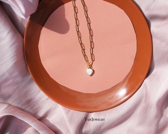 Dainty Heart Necklace, 24k Gold Plated Pendant, Valentines Gift