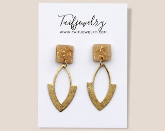 Square Clay Earrings | Brass Clay Jewelry | Square Shape earring | Handmade Jewelry | Brass Square Jewelry | Statement Earrings |