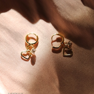 Gold Hoop Earrings | Love Gold Earring | Anime Earring | Heart Hoop Earrings | 24kt Gold Plated Earring | Mother day Gift | Women Accessorie