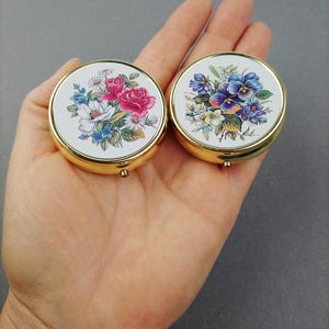 Gouden vintage pillendoos met 3 compartimenten, deksel voor tabletten, cadeau voor vrouwen, cadeau voor moeder, verjaardagscadeau voor vrouwen