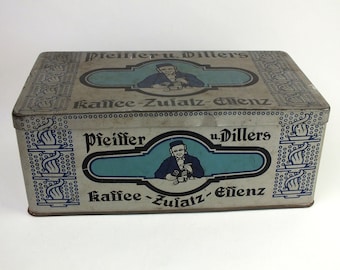 antike Blechdose Pfeiffer Diller's Kaffee Zusatz, vintage Deckel Dose, Dekoration, Geschenk für Frauen