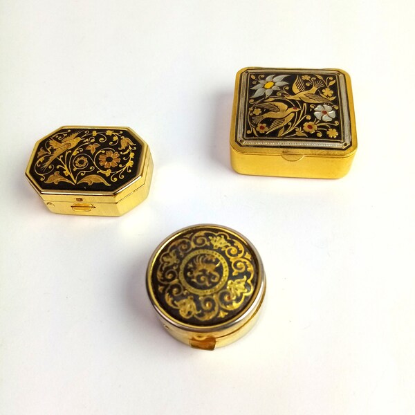 1 x Toledo vintage mini box, damask pill box, lid box for tablets/tobacco/jewelry, small gift for girlfriend/mother