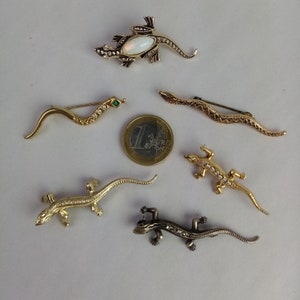 1x vintage Brosche/ Anstecknadel Eidechse Gecko/Schlange/ Anstecker/ alter Modeschmuck/ Geschenk für Freundin/Freund/Schwester/Bruder Bild 2