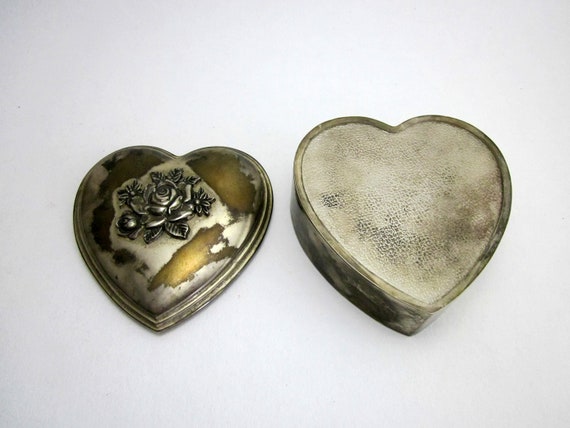 antique heart box with roses, vintage box for jew… - image 4