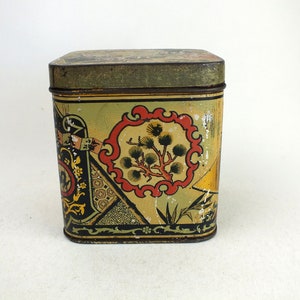 antike Jugendstil Blechdose mit asiatischen Motiven, vintage Deckel Dose, Dekoration oder Geschenk Bild 3