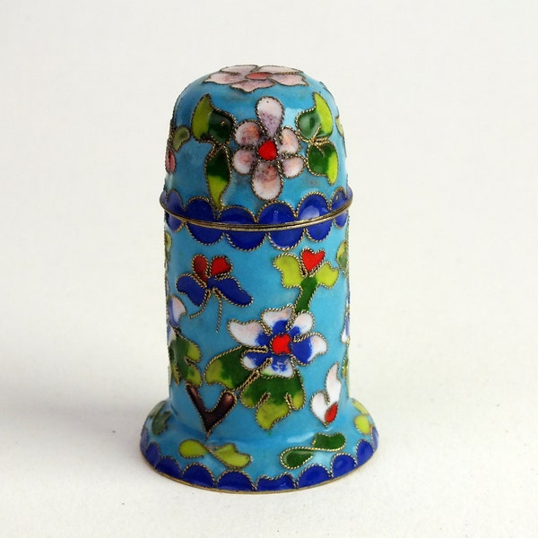 vintage Mini Schmuckschatulle mit Deckel/ Objekt mit Cloisonné Emaille, Geschenk für Frauen