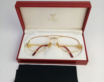 lunettes vintage originales must de Cartier Vendom avec boîte + tissu/ monture de lunettes/ monture de lunettes hommes années 80