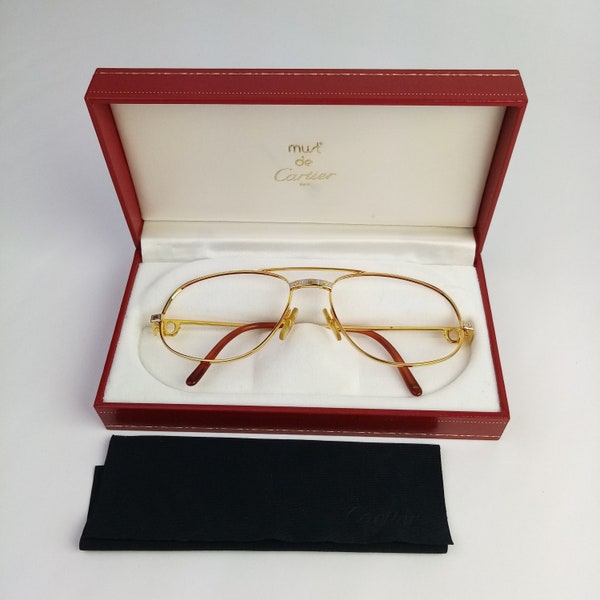 original vintage must de Cartier Vendom Brille mit Box+Tuch/ Brillengestell/ Brillenfassung Herren 80er Jahre