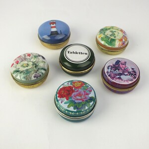 Portapillole in metallo vintage, scatola rotonda per tabacco, piccola scatola per compresse, regalo di Pasqua, regalo di compleanno per le donne