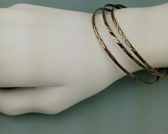 3 vintage 925 Silber Armreifen, feine, dünne Gravierte Armbänder, Schmuck, Geschenk für Frauen, Freundin, Schwester