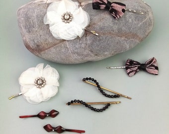1 Paar vintage Haarspange, Haarklammer, Haarnadel Blume/ Schleife/ Perlen, Geschenk für Freundin/Schwester