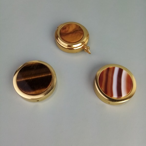1x vintage mini jewelry box, casket, round pill b… - image 1