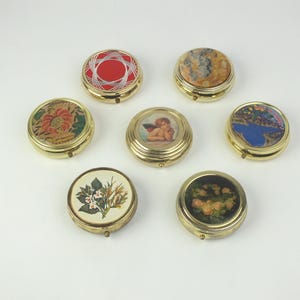 Portapillole vintage con 3 scomparti, scatola con coperchio per compresse, piccolo portagioie, regalo per donne, regalo per uomini