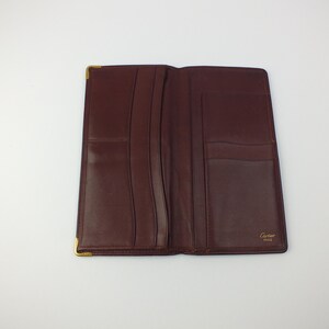 Vintage CARTIER Paris leather wallet, large purse, Bordeaux document bag, 80s, gift for her, gift for him