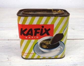 lattina di caffè vintage, rara lattina piccola Kafix estratto Rapid Augsburg, decorazione per la cucina