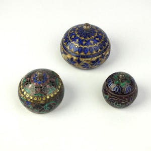 vintage mini Schmuckdose 925 Sterlingsilber Cloisonné Emaille, kleine Pillendose, Deckel Dose Tabak, Geschenk für sie, Geschenk für ihn