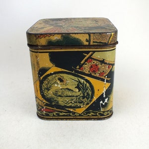 antike Jugendstil Blechdose mit asiatischen Motiven, vintage Deckel Dose, Dekoration oder Geschenk Bild 4