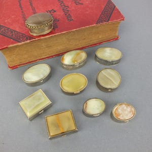 Vintage Mini Schmuckschatulle mit Onyx Marmor • kleine Pillendose • Mini Schmuck Dose für Tabletten & Tabak • Geschenk