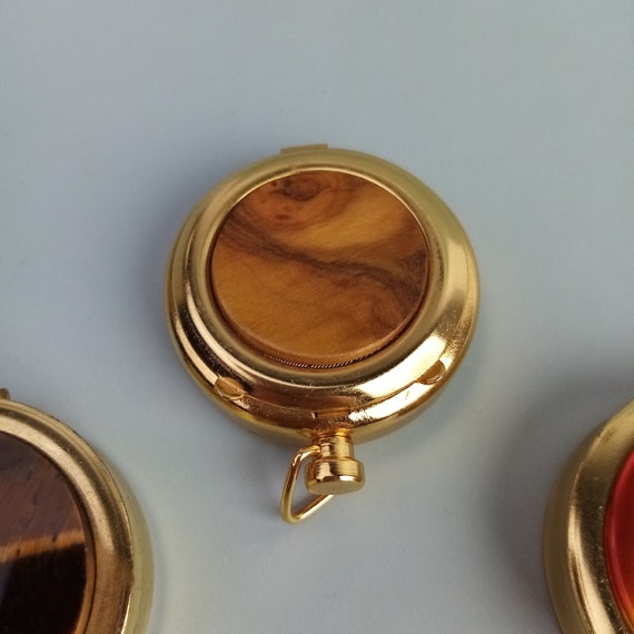 1x vintage mini jewelry box, casket, round pill b… - image 6