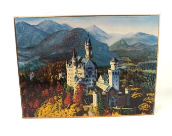Große Vintage Blechdose Müller – Schloss Neuschwanstein Motiv, Metall Deckel Dose, Küchen Dekoration