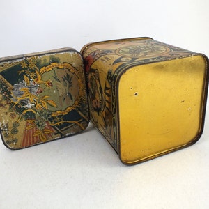 antike Jugendstil Blechdose mit asiatischen Motiven, vintage Deckel Dose, Dekoration oder Geschenk Bild 7