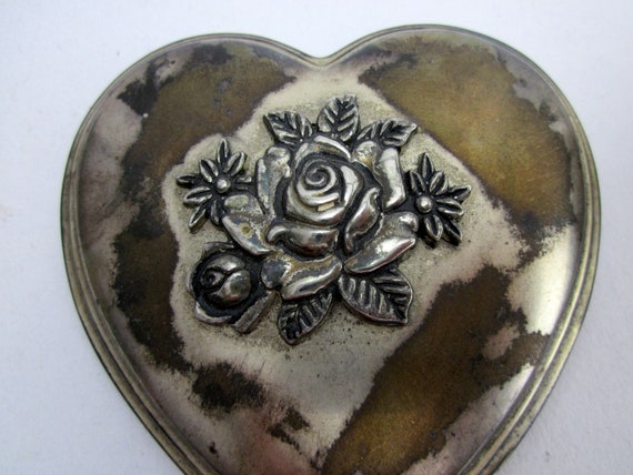 antique heart box with roses, vintage box for jew… - image 5