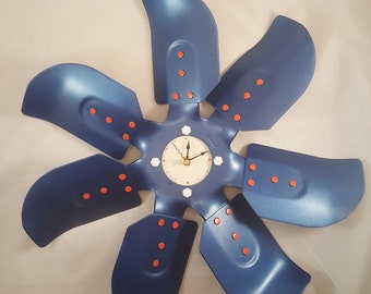 Blue and Orange Fan clock