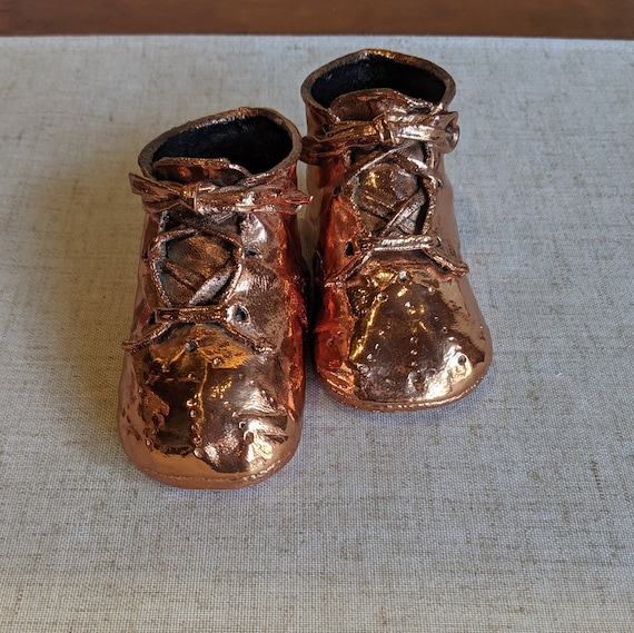 Vintage Bronzed Copper Baby Booties 