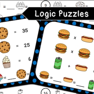 Digital: Junk Food Math Logic Puzzle Enrichment Activity Mixed Operations