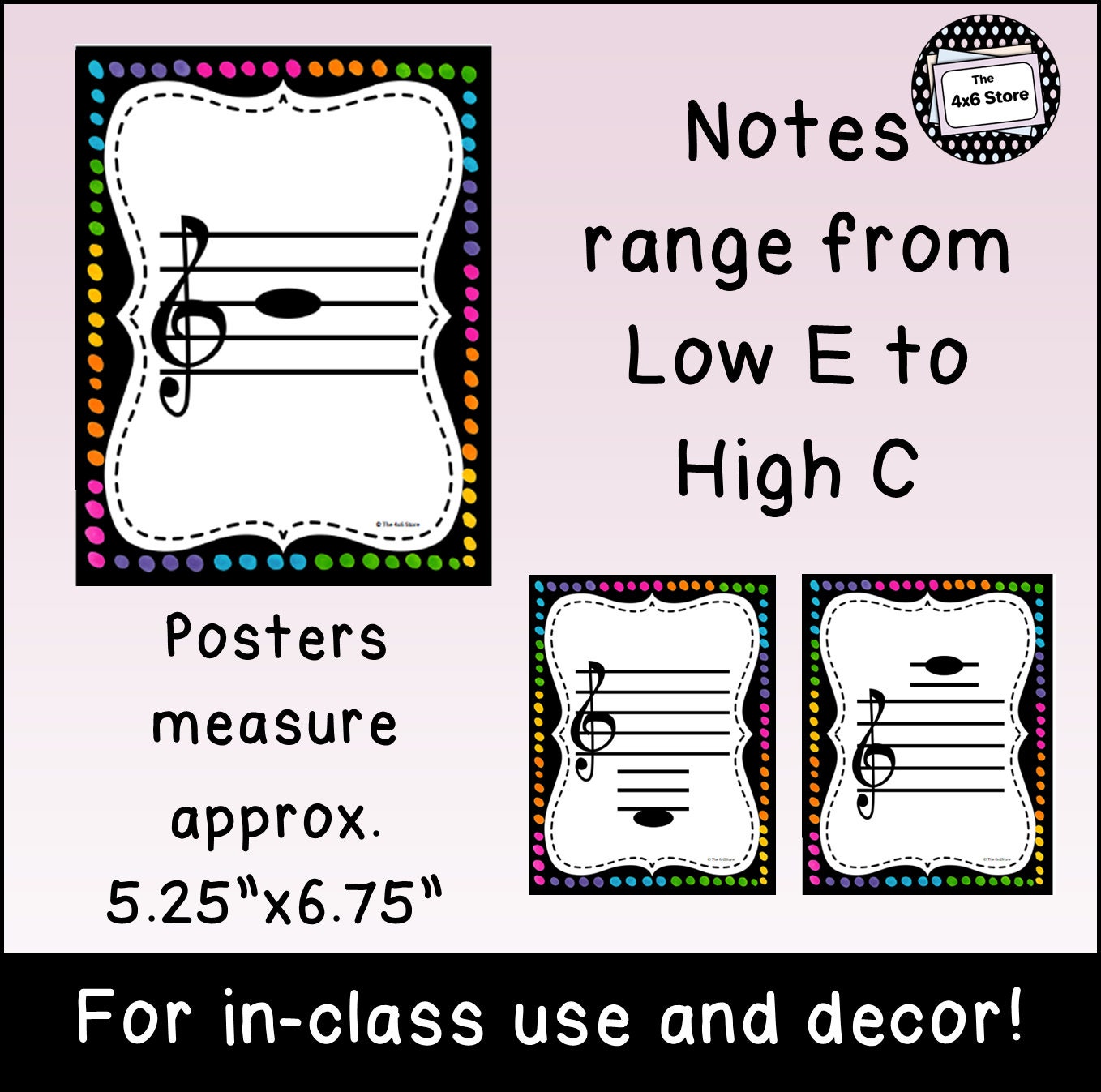Notes and Rests Posters With Notes on the Treble Clef Music Printable ...