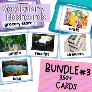 Flashcards d'anglais langue seconde et de vocabulaire vocal avec de vraies images - Lot 3