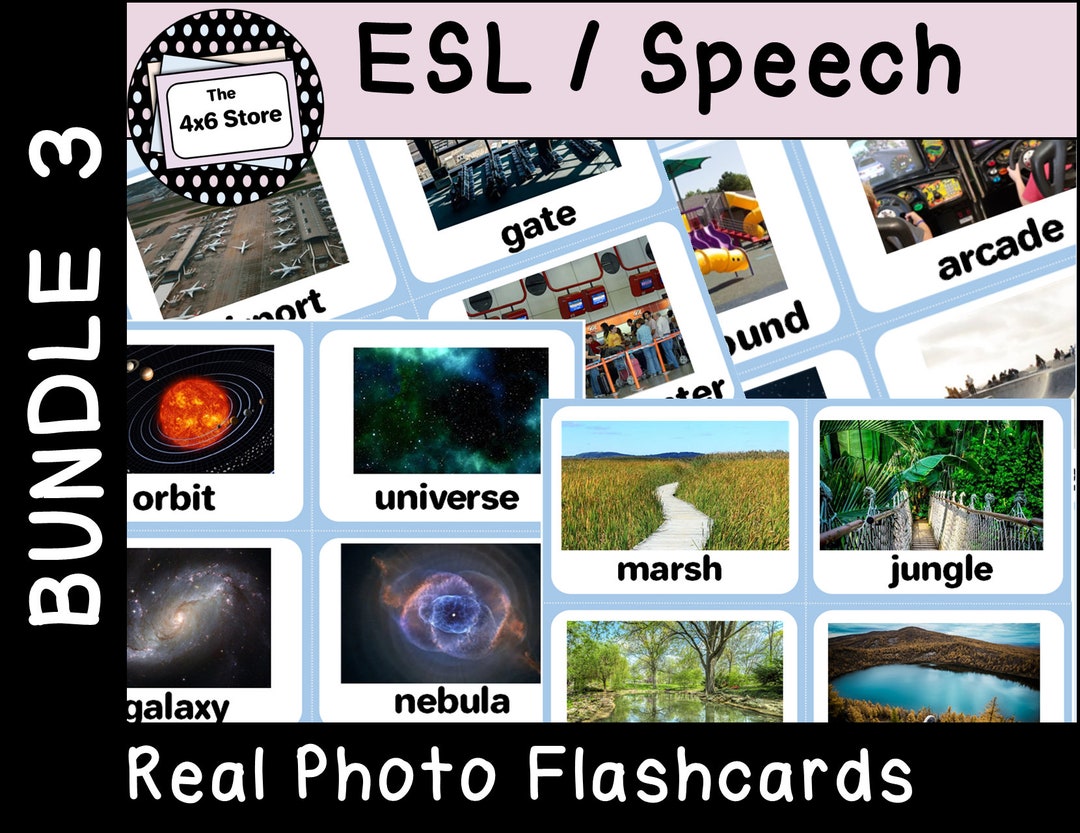 ESL / Speech Vocabulary Flashcards With Real Pictures Bundle - Etsy