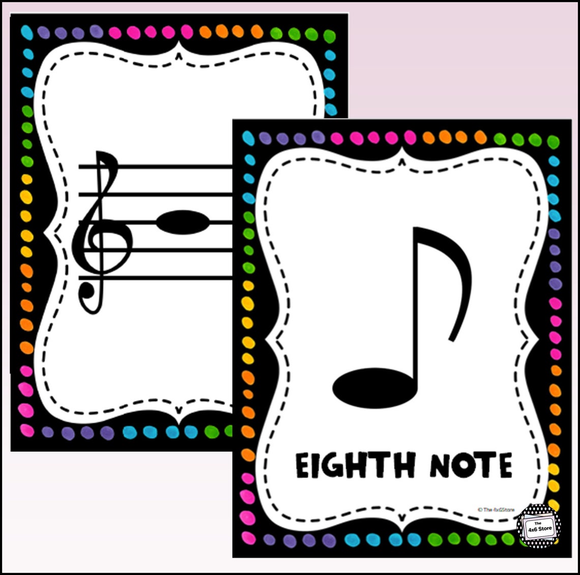 Notes and Rests Posters With Notes on the Treble Clef Music Printable ...