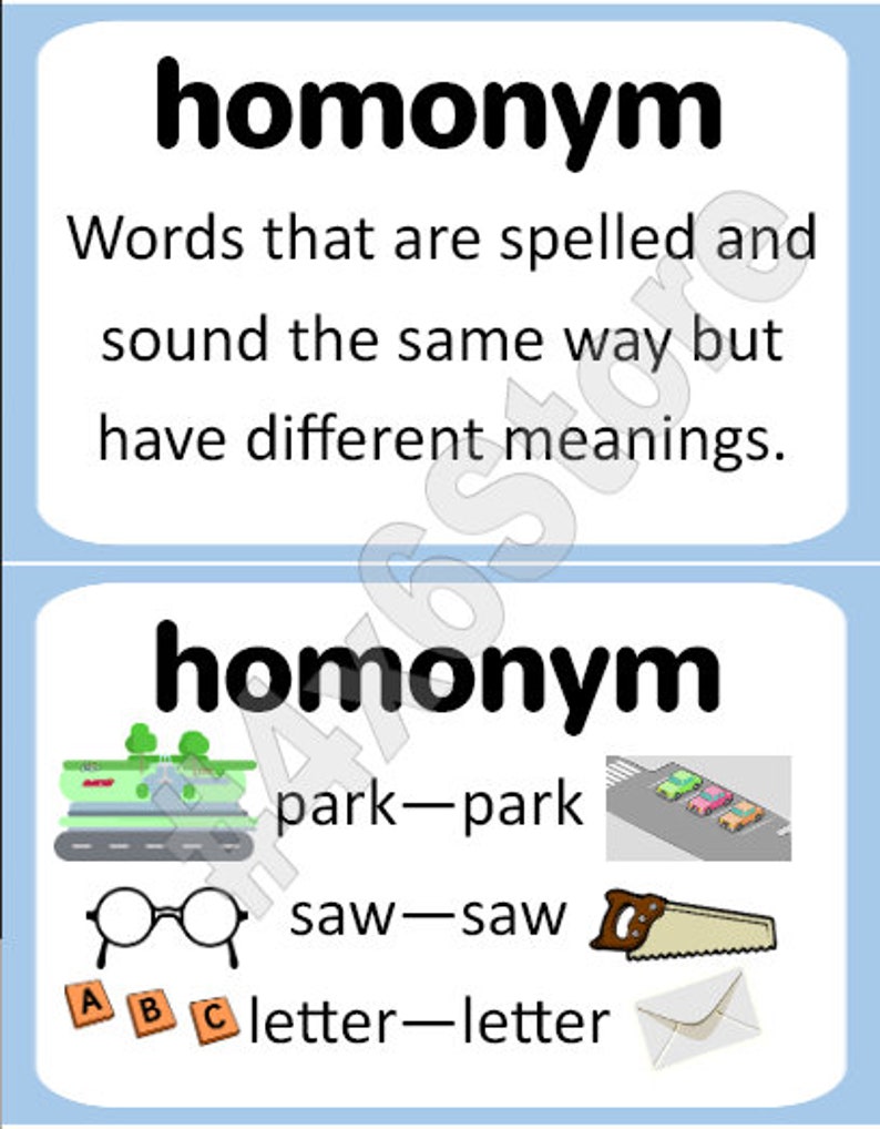 Homophone Homonym Homograph Reference Charts VIPKID Level Etsy